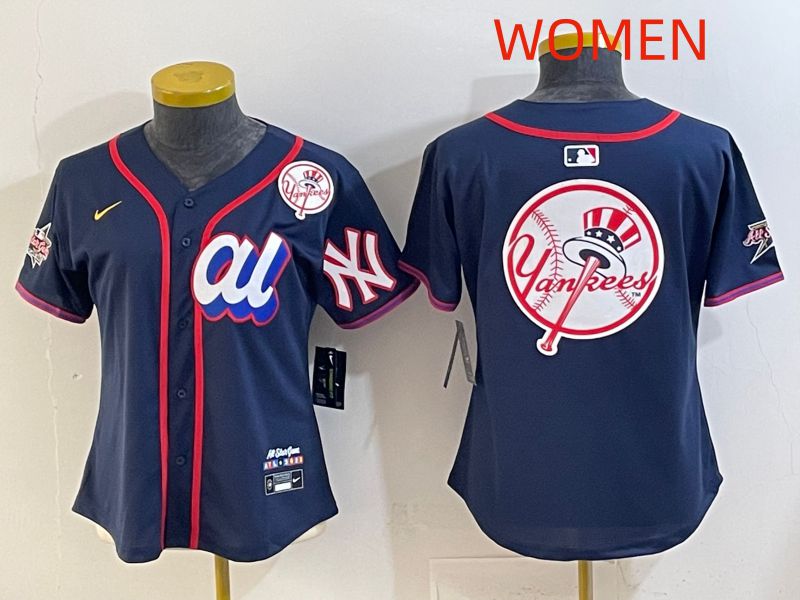 Women 2025 New York Yankees Blank Drak Blue All star Nike MLB Jersey style 017